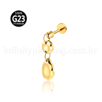 Piercing Labret Titânio Com Pingente Gota