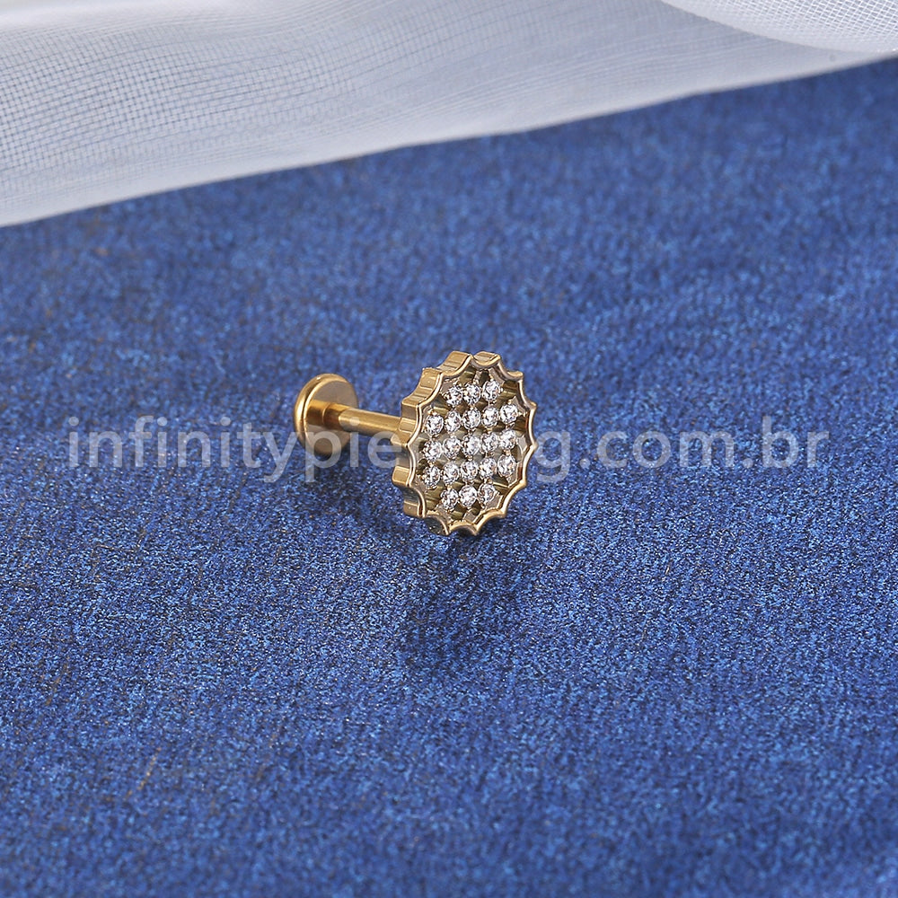 Piercing Labret Titânio Redondo Com Zircônia