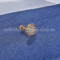 Piercing Labret Titânio Redondo Com Zircônia