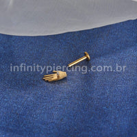 Piercing Labret Aço Cirúrgico Mão Com Zircônia