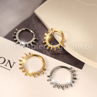 Piercing Argola Titânio Segmento Articulado Zircônia Cravejada
