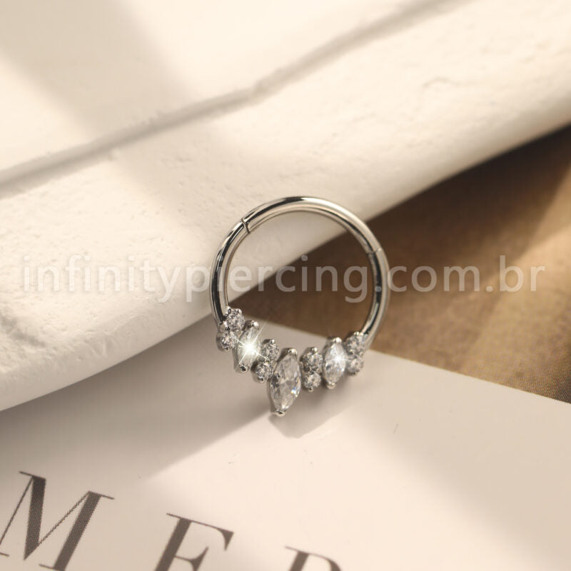 Piercing Argola  Aço Cirúrgico Segmento Articulado Zircônias