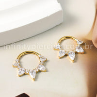 Piercing Argola Titânio Segmento Articulado Zircônia Cravejada Gota