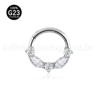 Piercing Argola Titânio Segmento Articulado Zircônia Cravejada