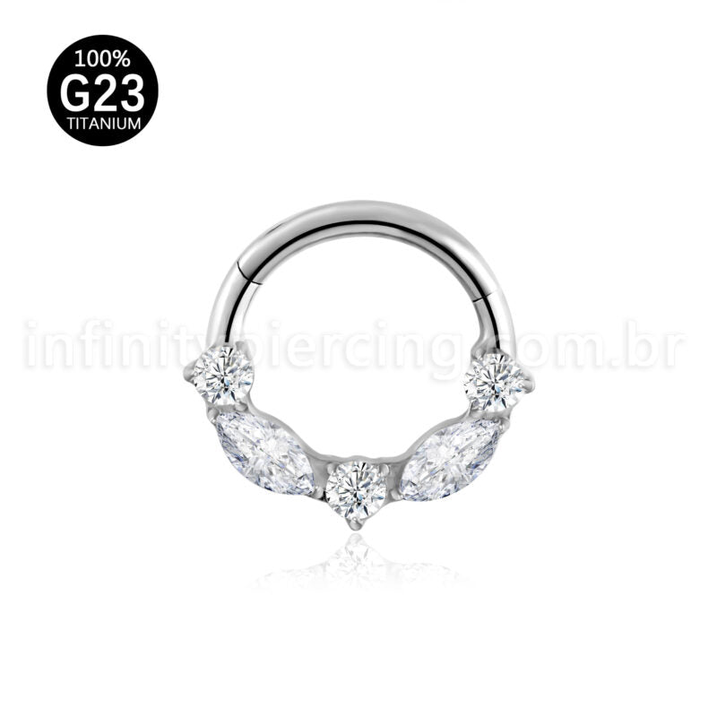 Piercing Argola Titânio Segmento Articulado Zircônia Cravejada