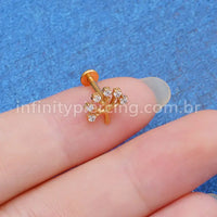 Piercing Labret Titânio Árvore  Zircônia Cravejada
