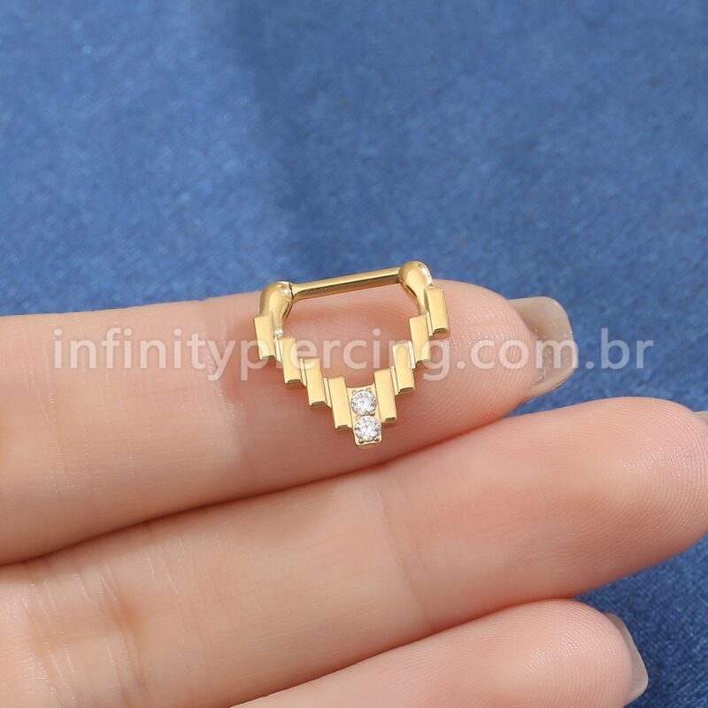 Piercing Argola Titânio Modelo V Zircônia