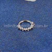 Piercing Argola Titânio Detalhe Zircônia Frontal