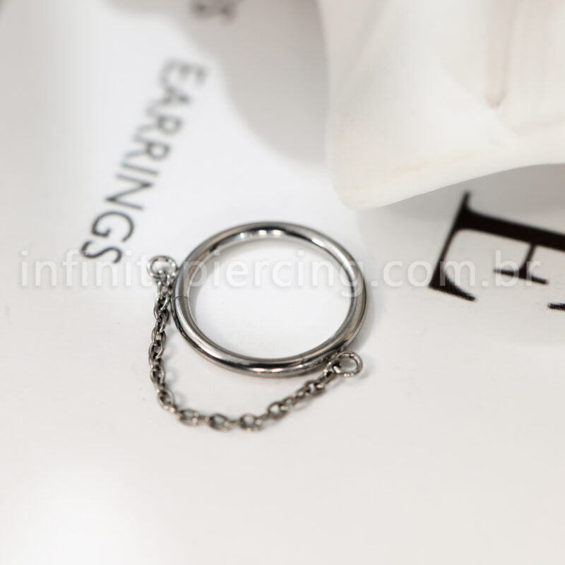 Piercing Argola Titânio Com Corrente