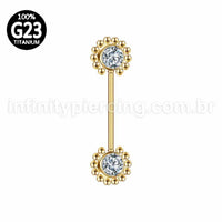 Piercing Mamilo Titânio Push Pin Indiano Zircônia
