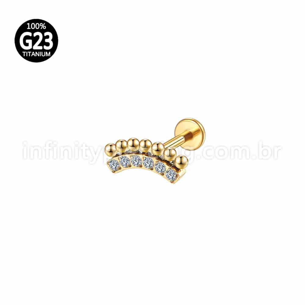 Piercing Labret Titânio Indiano Cluster Zircônias