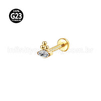 Piercing Labret Titânio Indiano Zircônia