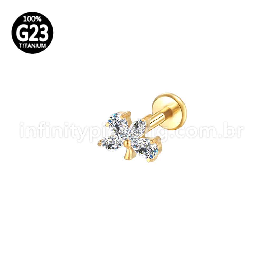 Piercing Labret Titânio Trio Zircônia