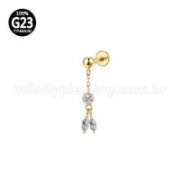 Piercing Labret Titânio Com Pingente Zircônias Cravejada