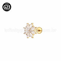 Piercing Labret Titânio Flor Zircônia Cravejada