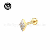 Piercing Labret Titânio Losango Zircônias