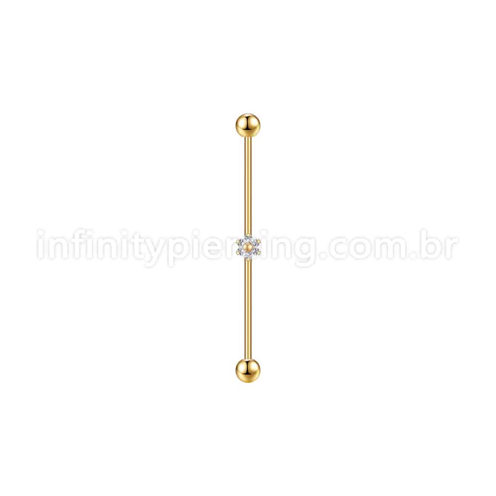 Piercing Transversal Aço Cirurgico Zircônia Flor