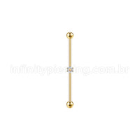 Piercing Transversal Aço Cirurgico Zircônia Flor