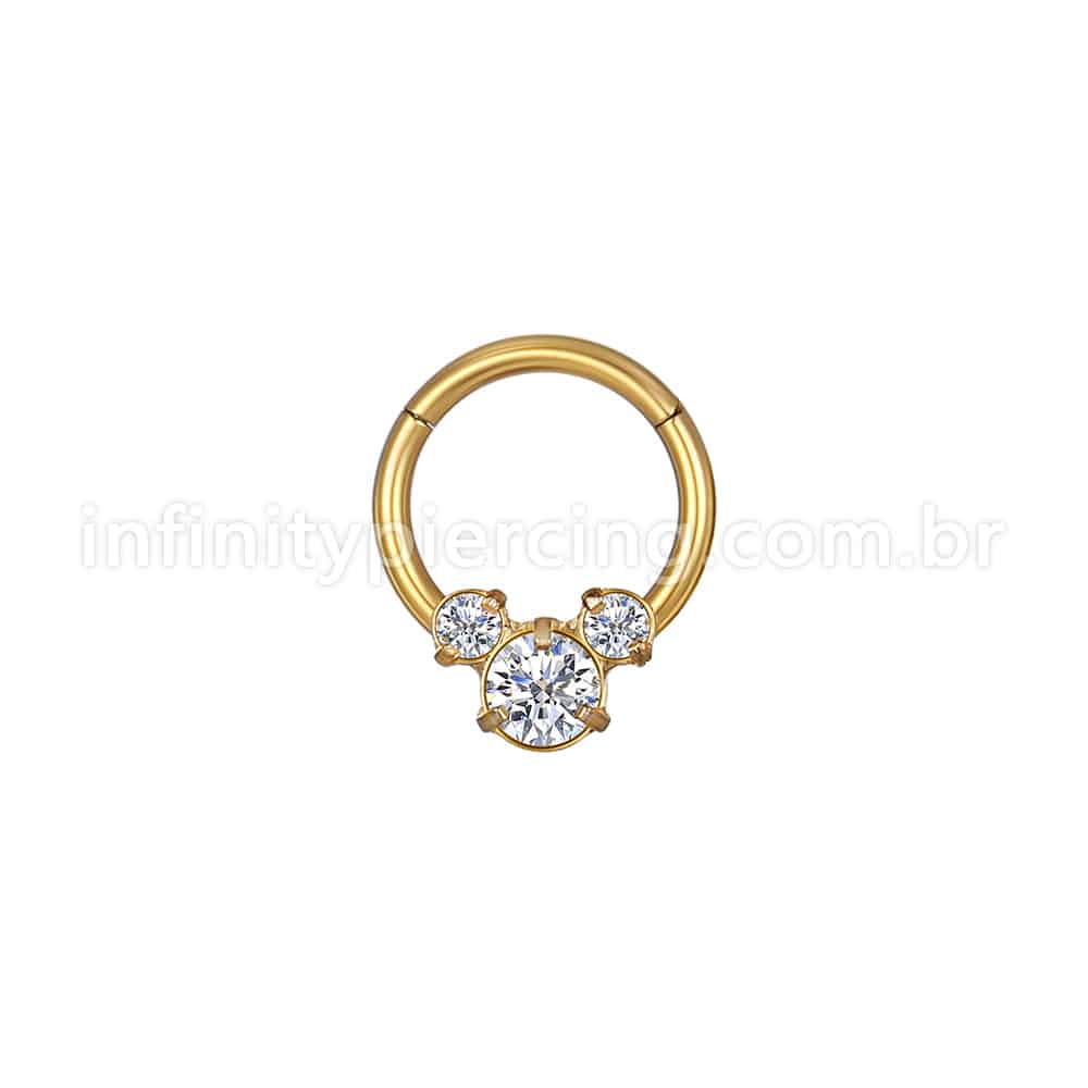 Piercing Argola Aço Cirúrgico Segmento Articulado Zircônia Cravejada