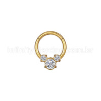 Piercing Argola Aço Cirúrgico Segmento Articulado Zircônia Cravejada