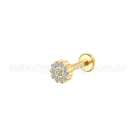 Piercing Labret Aço Cirúrgico Flor Zircônia