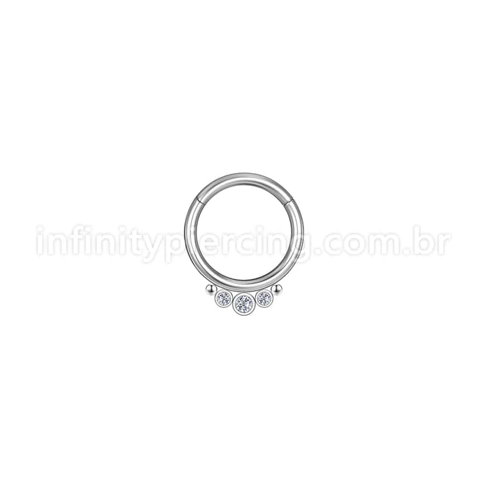 Piercing Argola Aço Cirúrgico Indiano 3 Zircônias