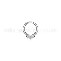 Piercing Argola Aço Cirúrgico Indiano 3 Zircônias
