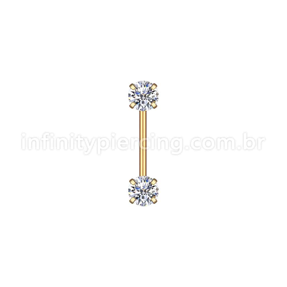 Piercing Mamilo Push Pin Aço Cirúrgico Zircônia Redonda