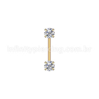 Piercing Mamilo Push Pin Aço Cirúrgico Zircônia Redonda