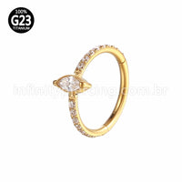 Piercing Argola Titânio Segmento Articulado Zircônia Oval Com Ponta