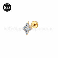 Piercing Labret Titânio Flor Zircônia