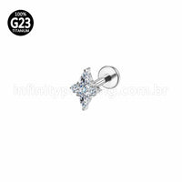 Piercing Labret Titânio Flor Zircônia