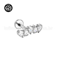 Piercing Labret Titânio Zircônia Cravejadas Gotas