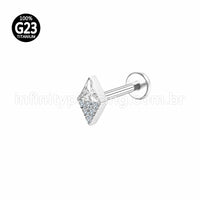 Piercing Labret Titânio Losango Zircônias
