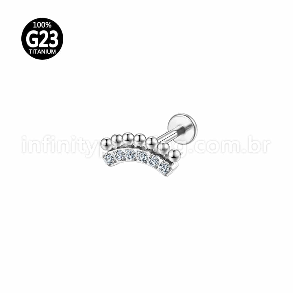 Piercing Labret Titânio Indiano Cluster Zircônias