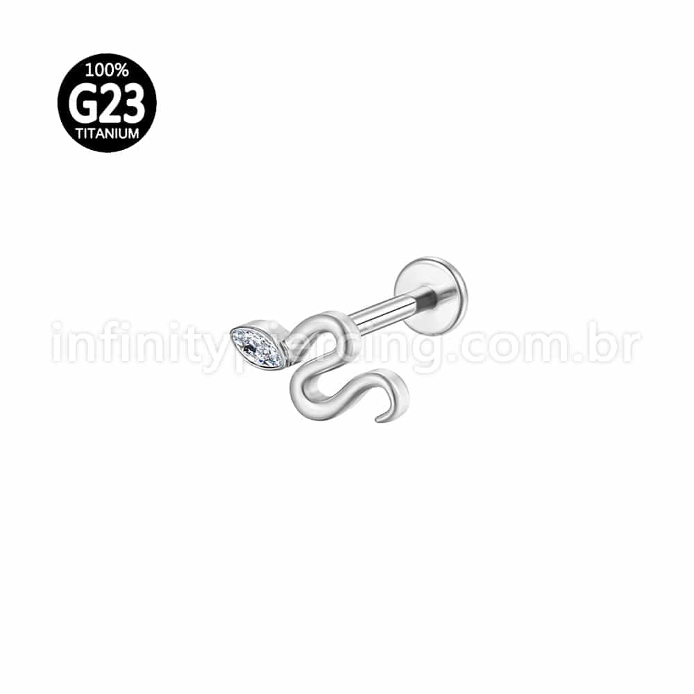 Piercing Labret Titânio Cobra Zircônia