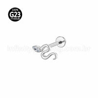 Piercing Labret Titânio Cobra Zircônia