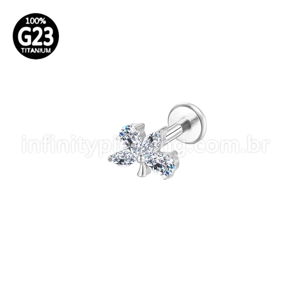 Piercing Labret Titânio Trio Zircônia