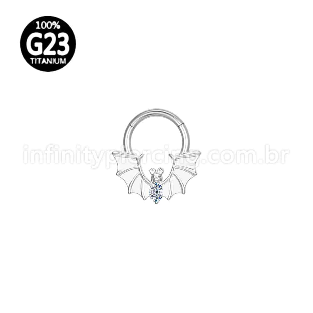 Piercing Argola Titânio Morcego Zircônia Cravejada