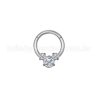 Piercing Argola Aço Cirúrgico Segmento Articulado Zircônia Cravejada