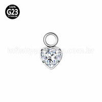 Pingente Para Piercing Titânio Coração G Zircônia