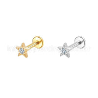 Piercing Labret Aço Cirúrgico Estrela 1 Zircônia