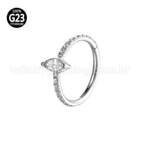 Piercing Argola Titânio Segmento Articulado Zircônia Oval Com Ponta