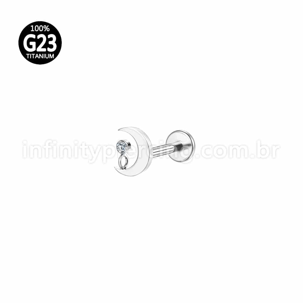 Piercing Labret Titânio Lua Zircônia