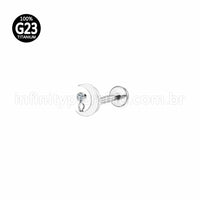 Piercing Labret Titânio Lua Zircônia