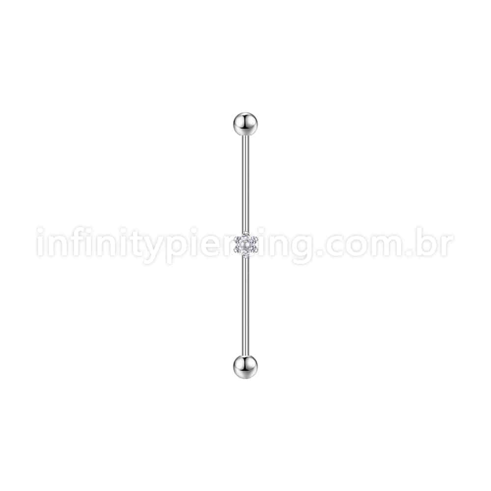Piercing Transversal Aço Cirurgico Zircônia Flor