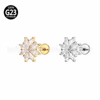 Piercing Labret Titânio Flor Zircônia Cravejada