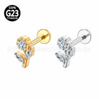 Piercing Labret Titânio Rosa Zircônia