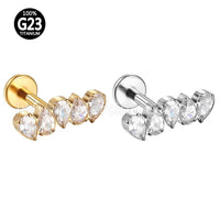 Piercing Labret Titânio Zircônia Cravejadas Gotas