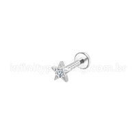 Piercing Labret Aço Cirúrgico Estrela 1 Zircônia